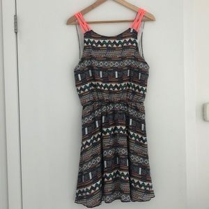 Neon/Blue/White flowy summer dress